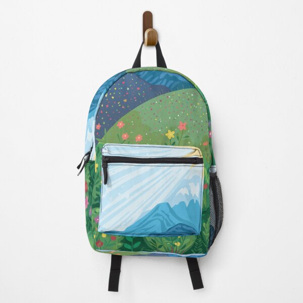 Item preview, Glowing Sun Over Lush Flowering Greens with Mountains designed and sold by The Crafted Spirits.