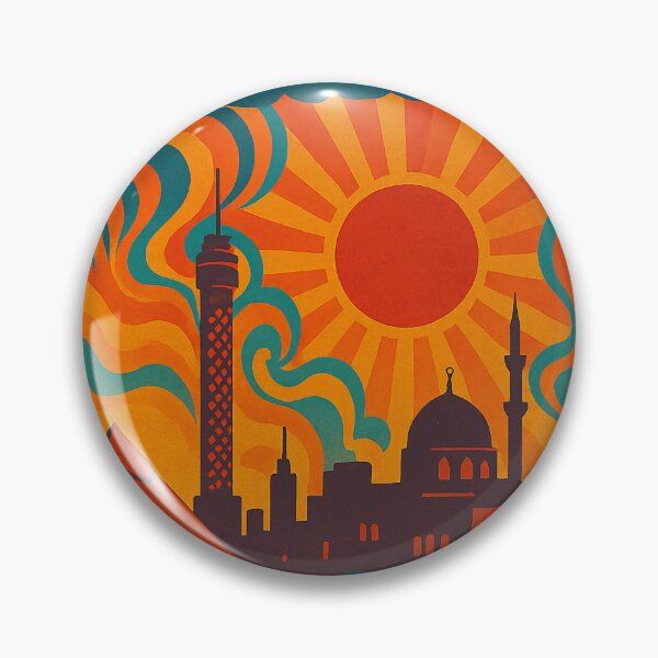 Item preview, Trippy Psychedelic Poster of Cairo | Neon Pyramids & Nile Skyline | Vibrant Abstract Egyptian City Art designed and sold by PaintedPixels01.
