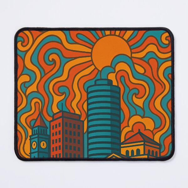 Item preview, Trippy Psychedelic Poster of Bulawayo | Neon Urban Streets & Matobo Hills | Vibrant Abstract Zimbabwe City Art designed and sold by PaintedPixels01.