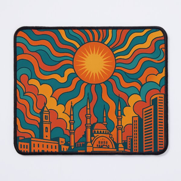 Item preview, Trippy Psychedelic Poster of Beirut | Neon Mediterranean Coast & Skyline | Vibrant Abstract Lebanese City Art designed and sold by PaintedPixels01.
