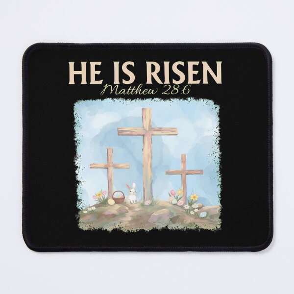 Item preview, He Is Risen Matthew 28:6 Easter Cross Bunny designed and sold by OlyvieArt.