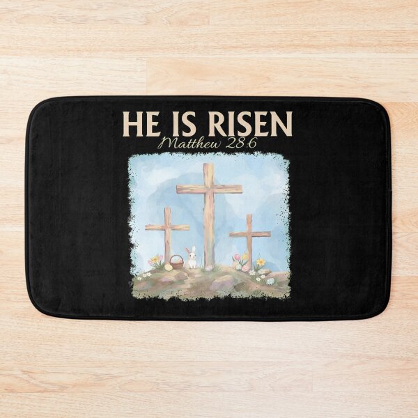 Item preview, He Is Risen Matthew 28:6 Easter Cross Bunny designed and sold by OlyvieArt.