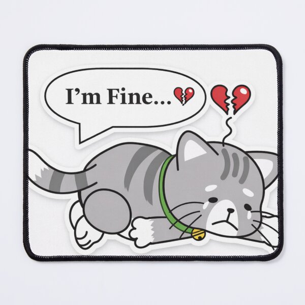 Item preview, “I’m Fine… Broken Heart Cat | Cute Sad Cat Aesthetic” designed and sold by sumodesign.