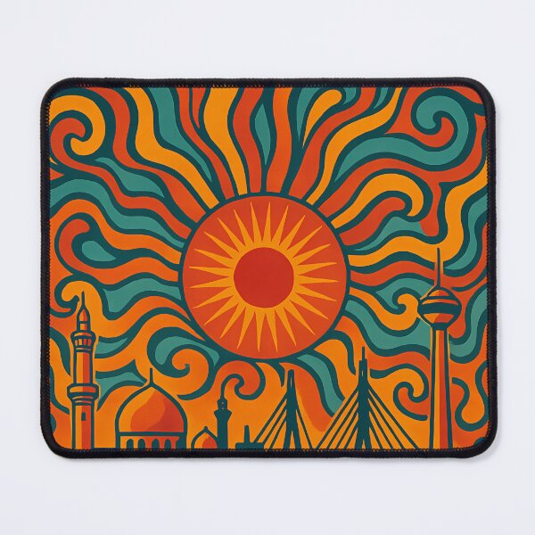 Item preview, Trippy Psychedelic Poster of Basra | Neon Shatt al-Arab & Urban Skyline | Vibrant Abstract Iraqi City Art designed and sold by PaintedPixels01.