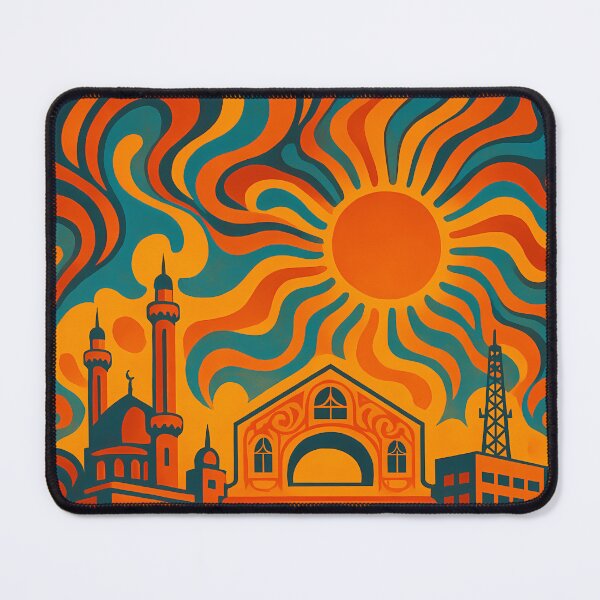 Item preview, Trippy Psychedelic Poster of Banjul | Neon Coastal City & River Views | Vibrant Abstract Gambian City Art designed and sold by PaintedPixels01.