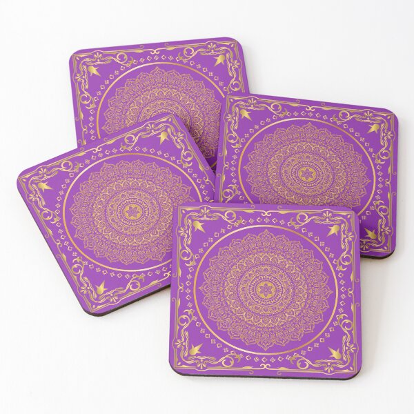 Item preview, Gold‑Effect Mandala with Phoenix Motifs – Purple Spiritual Decor-Mystic Boho Design designed and sold by CreativeCanvas8.