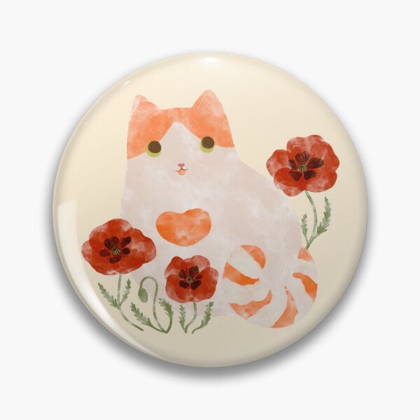 Item preview, Butterscotch in a Field of Poppies – Orange & White Tabby Cat Art designed and sold by EmpressDestiny.
