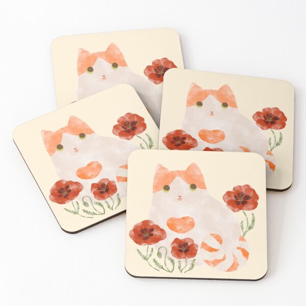 Item preview, Butterscotch in a Field of Poppies – Orange & White Tabby Cat Art designed and sold by EmpressDestiny.