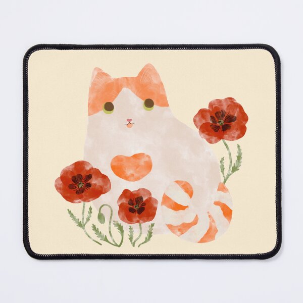 Item preview, Butterscotch in a Field of Poppies – Orange & White Tabby Cat Art designed and sold by EmpressDestiny.