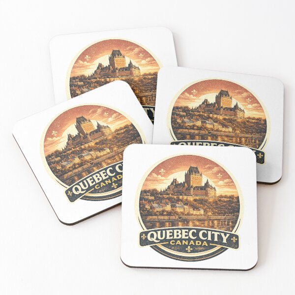 Item preview, Quebec City Canada Vintage Travel Poster– Chateau Frontenac Retro Skyline Badge Design designed and sold by Globalcitytees.