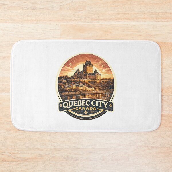 Item preview, Quebec City Canada Vintage Travel Poster– Chateau Frontenac Retro Skyline Badge Design designed and sold by Globalcitytees.
