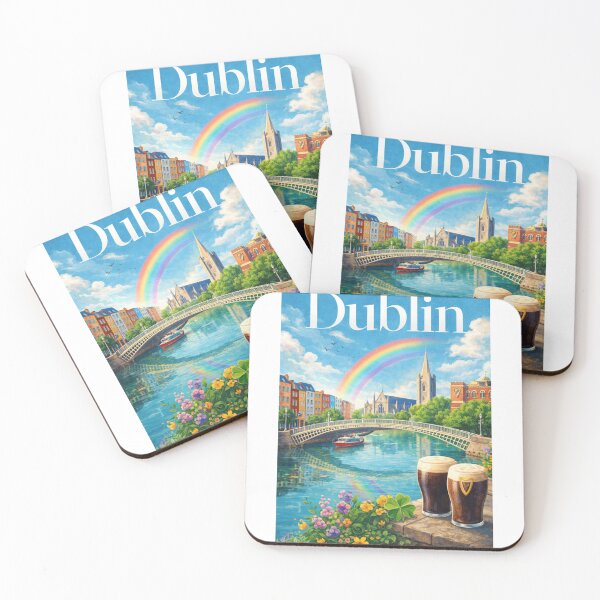 Item preview, Dublin River Liffey Ha'penny Bridge Rainbow Skyline Ireland designed and sold by Aryabek.