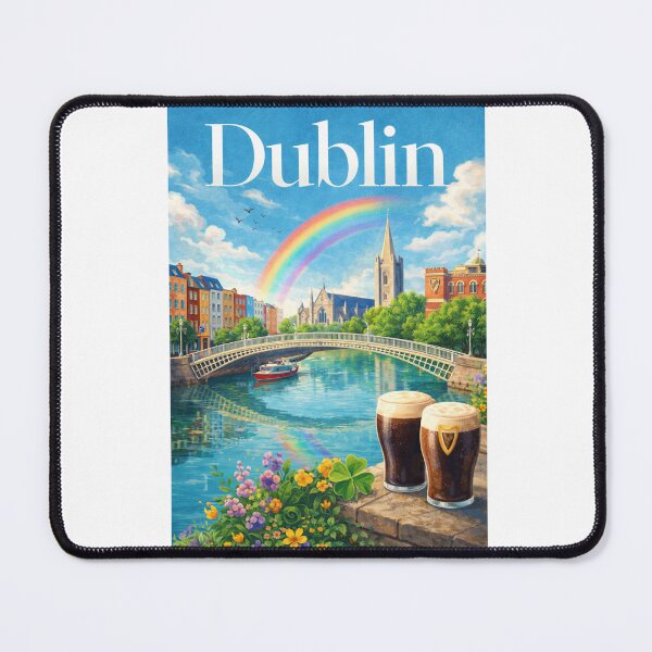 Item preview, Dublin River Liffey Ha'penny Bridge Rainbow Skyline Ireland designed and sold by Aryabek.