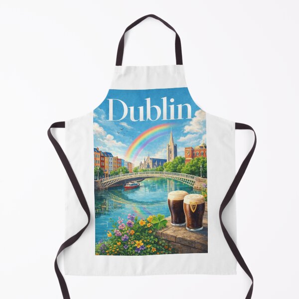 Item preview, Dublin River Liffey Ha'penny Bridge Rainbow Skyline Ireland designed and sold by Aryabek.