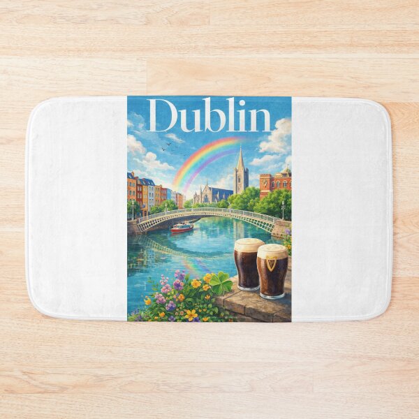 Item preview, Dublin River Liffey Ha'penny Bridge Rainbow Skyline Ireland designed and sold by Aryabek.