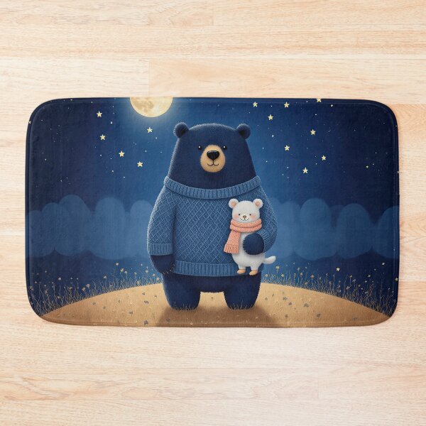 Item preview, Safe Under the Moon – Whimsical Bear and Little Friend Night Scene designed and sold by Whimsical Hug.