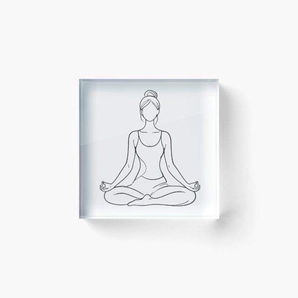 Item preview, Minimal Meditation Pose Line Art Woman designed and sold by BlairWynne.