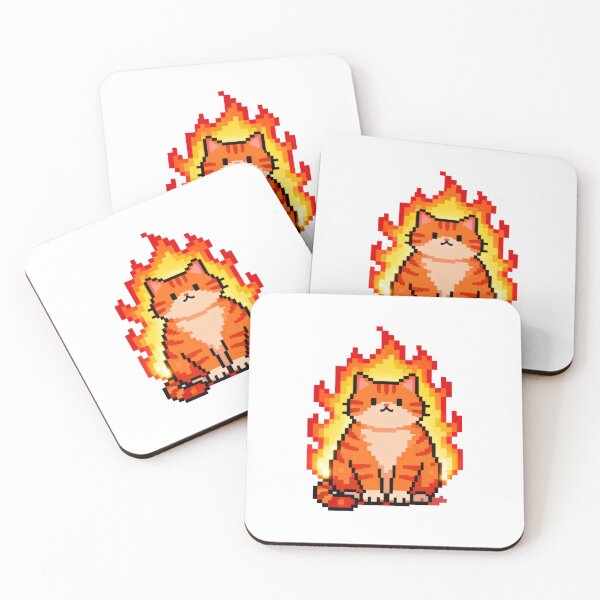 Item preview, Burning Cat Pixel Art designed and sold by moodboardzz.