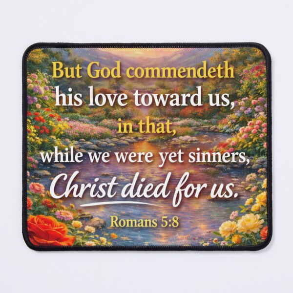 Item preview, God’s Love Revealed – Romans 5:8 Sunset Garden Scripture Art designed and sold by photoart1854.