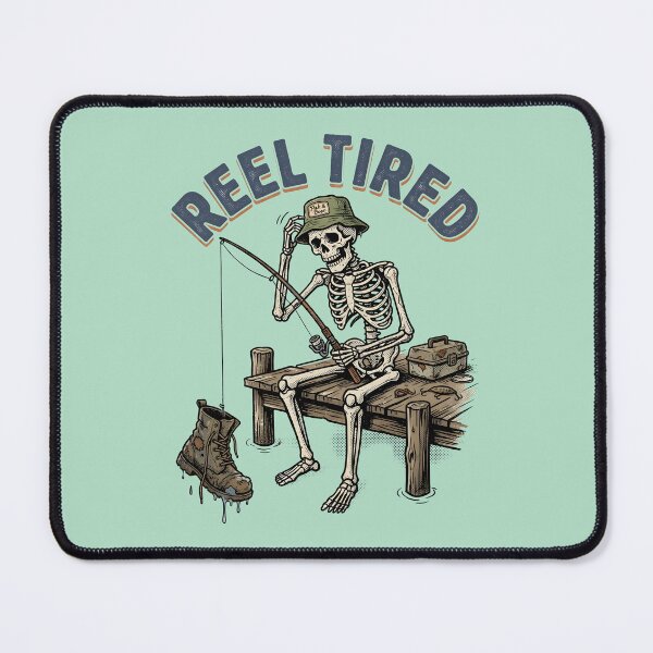 Item preview, Reel Tired Skeleton Fishing Humor Art designed and sold by AwesomeBeyondLimits.