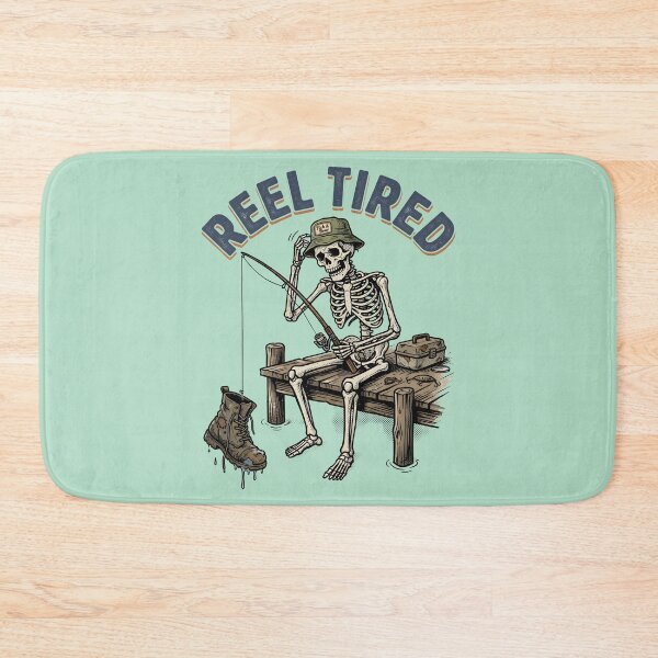 Item preview, Reel Tired Skeleton Fishing Humor Art designed and sold by AwesomeBeyondLimits.