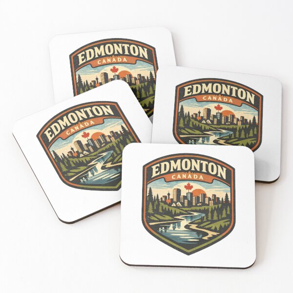 Item preview, Edmonton Canada Retro Skyline Badge – Vintage City Landscape Travel Design designed and sold by Globalcitytees.