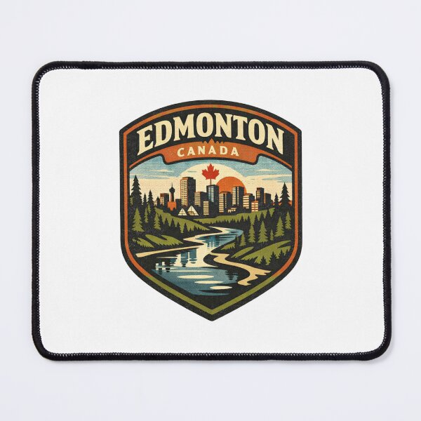 Item preview, Edmonton Canada Retro Skyline Badge – Vintage City Landscape Travel Design designed and sold by Globalcitytees.