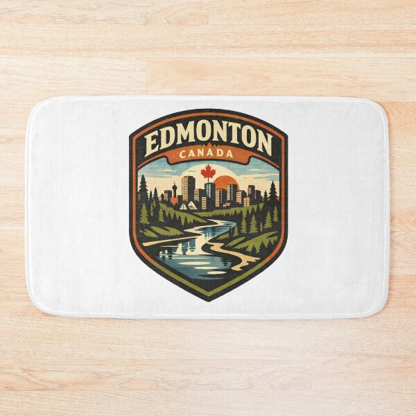 Item preview, Edmonton Canada Retro Skyline Badge – Vintage City Landscape Travel Design designed and sold by Globalcitytees.
