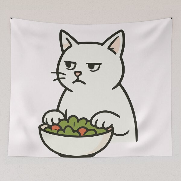 Item preview, Judgmental White Cat Hating Salad | Silly Paws Studio designed and sold by SillyPawsStudio.
