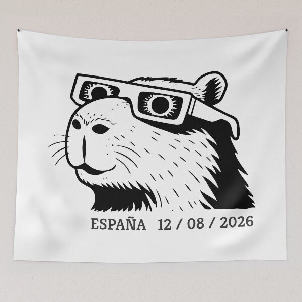 Item preview, Capybara wearing total solar eclipse glasses – Spain August 2026 designed and sold by charlypicazo.