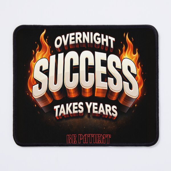 Item preview, Overnight Success Takes Years – Be Patient | Motivational 3D Fire Typography Design designed and sold by StylZthetic.