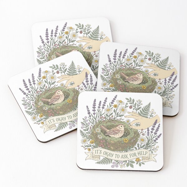 Item preview, It’s Okay to Ask for Help — Mental Health Support Gift Art Cottagecore Sticker designed and sold by AlexBloomStudio.