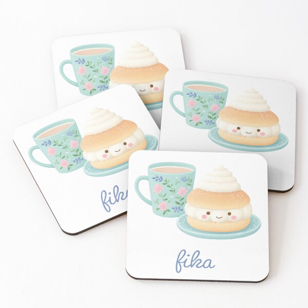 Item preview,  Kawaii Coffee and Semla Fika Cute Scandinavian Art designed and sold by BobaBunny76.