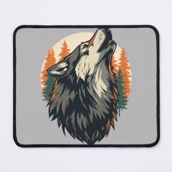 Item preview, Howling Wolf Forest Silhouette Illustration designed and sold by Thoughtful Prints.