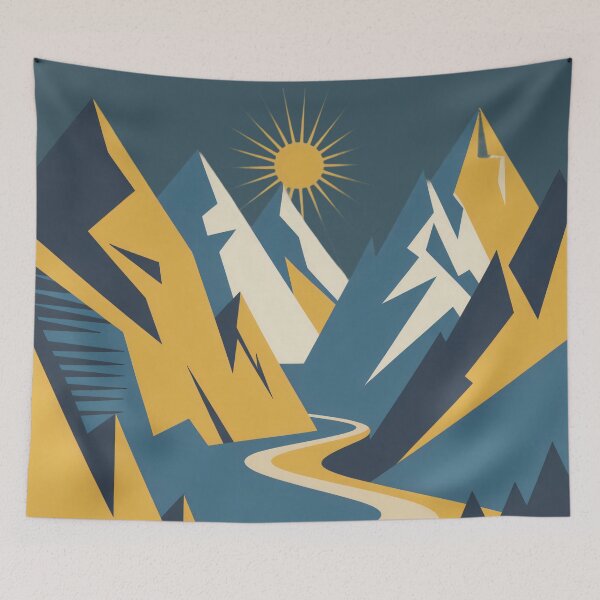 Item preview, Modern Mountain Road at Sunrise designed and sold by KiraChie.