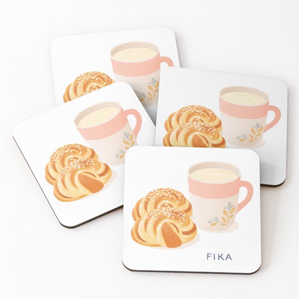 Item preview,  Kawaii Coffee and Kanelbullar Fika Cute Scandinavian Art designed and sold by BobaBunny76.