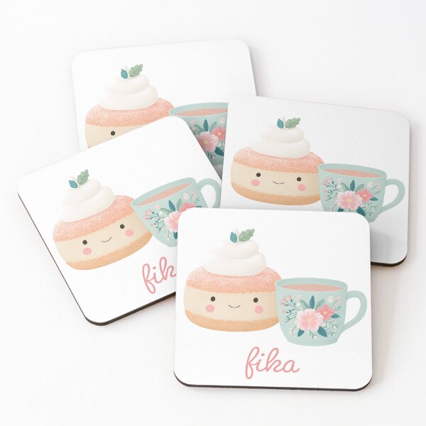 Item preview,  Kawaii Coffee and Semla Fika Cute Scandinavian Art designed and sold by BobaBunny76.
