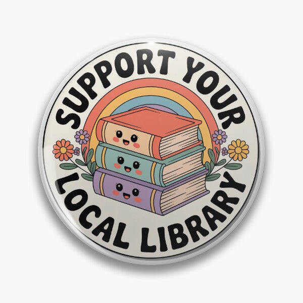 Item preview, Support Your Local Library, Retro Vintage Kawaii Style designed and sold by graphic-genie.