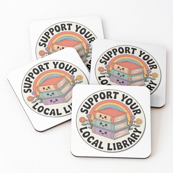 Item preview, Support Your Local Library, Retro Vintage Kawaii Style designed and sold by graphic-genie.