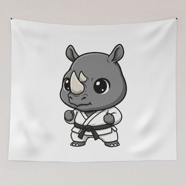 Item preview, Karate Rhino Chibi Martial Arts Black Belt designed and sold by k3rstman1.