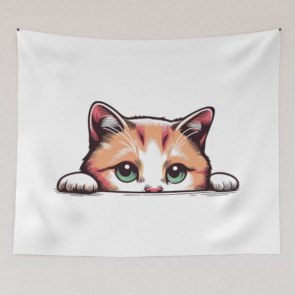 Item preview, Curious Siamese Cat Peeking Retro Illustration designed and sold by KrisGraphic45.