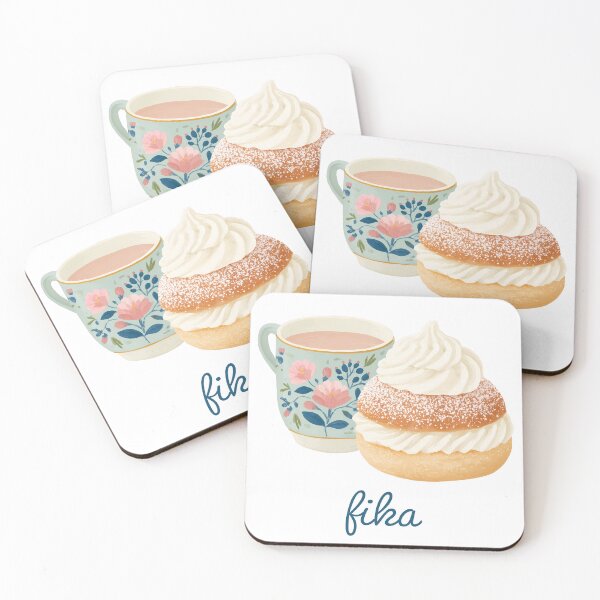 Item preview, Kawaii Coffee and Semla Fika Cute Scandinavian Art designed and sold by BobaBunny76.