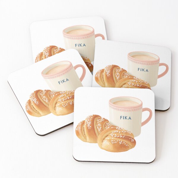 Item preview,  Kawaii Coffee and Kanelbullar Fika Cute Scandinavian Art designed and sold by BobaBunny76.