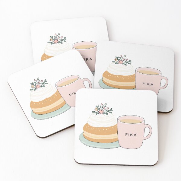 Item preview,  Kawaii Coffee and Semla Fika Cute Scandinavian Art designed and sold by BobaBunny76.