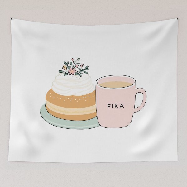 Item preview,  Kawaii Coffee and Semla Fika Cute Scandinavian Art designed and sold by BobaBunny76.