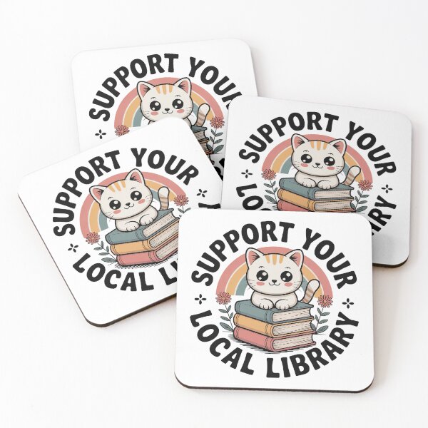 Item preview, Support Your Local Library, Retro Vintage Kawaii Style designed and sold by graphic-genie.