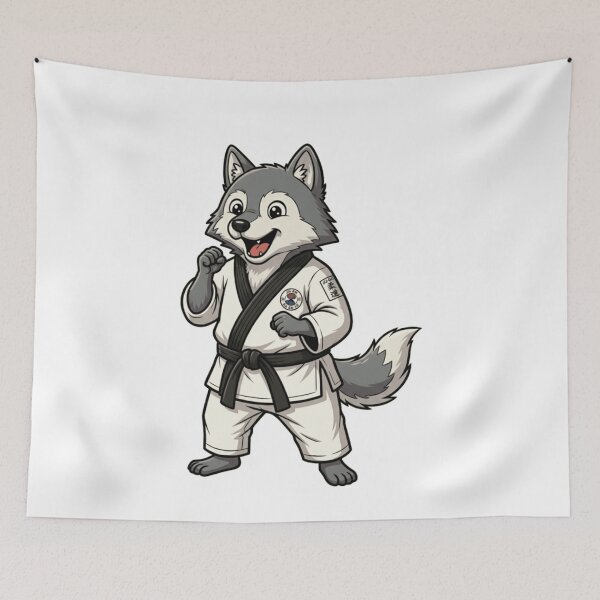 Item preview, Cute Wolf Martial Artist Black Belt Karate designed and sold by k3rstman1.