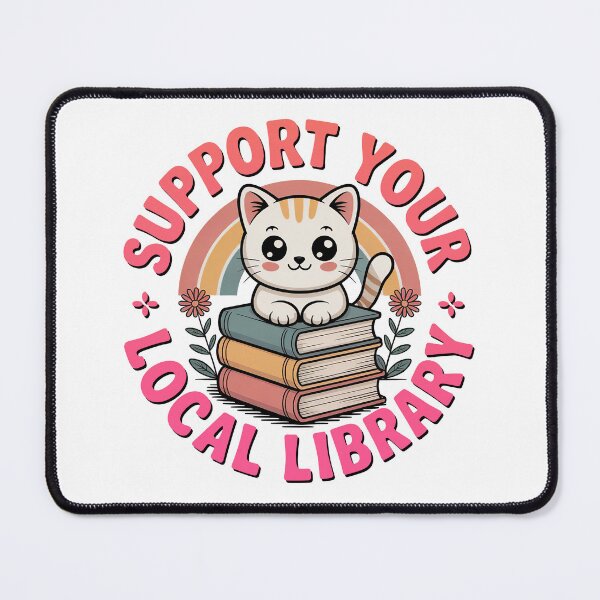 Item preview, Support Your Local Library, Retro Vintage Kawaii Style designed and sold by graphic-genie.
