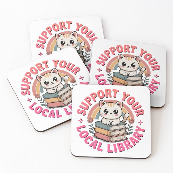 Item preview, Support Your Local Library, Retro Vintage Kawaii Style designed and sold by graphic-genie.