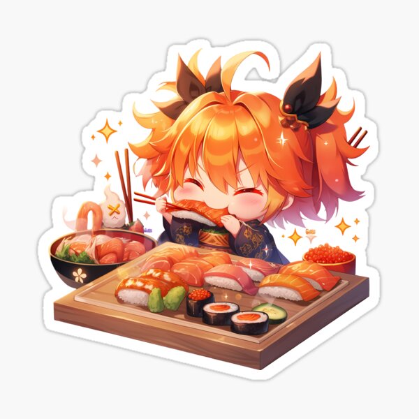 Gudako Fate Grand Order Chibi Sushi Feast Sparkles Sticker